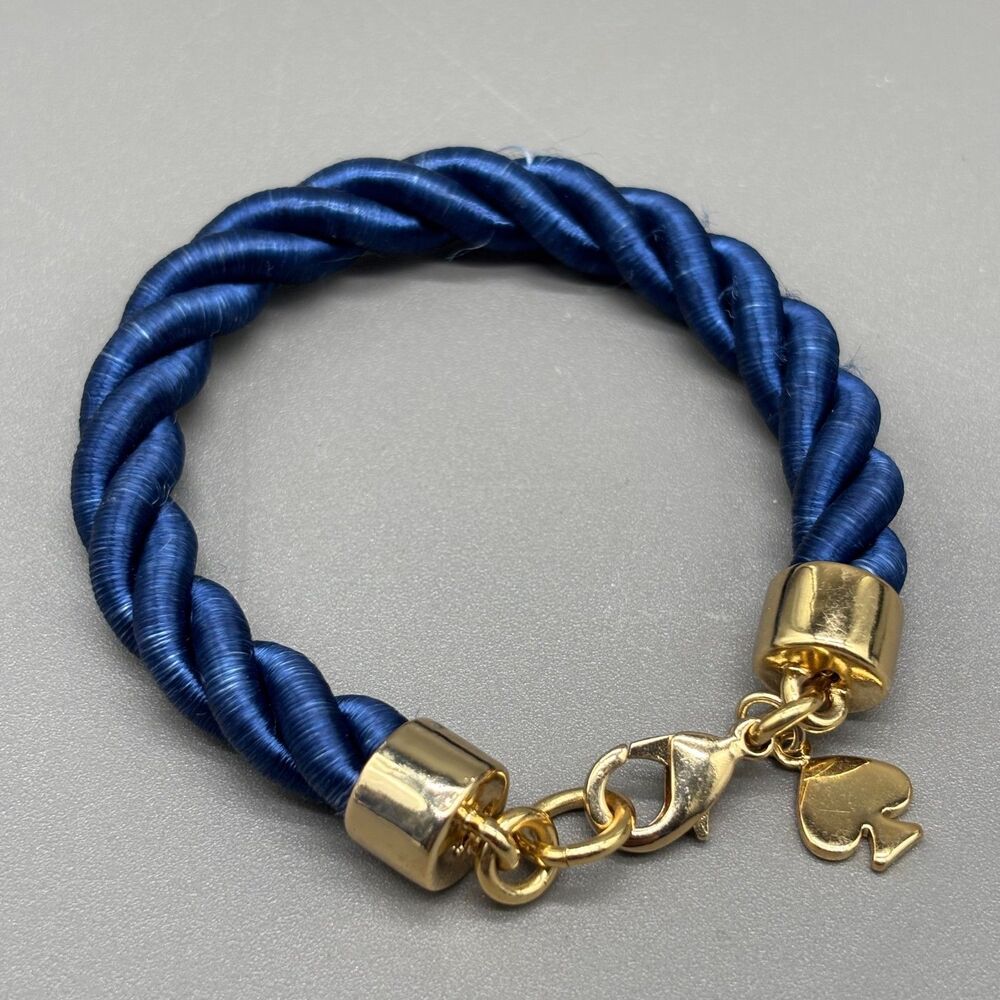 Kate Spade Learn The Ropes Bracelet Navy Blue Twist Gold Plated Nautical Jewelry